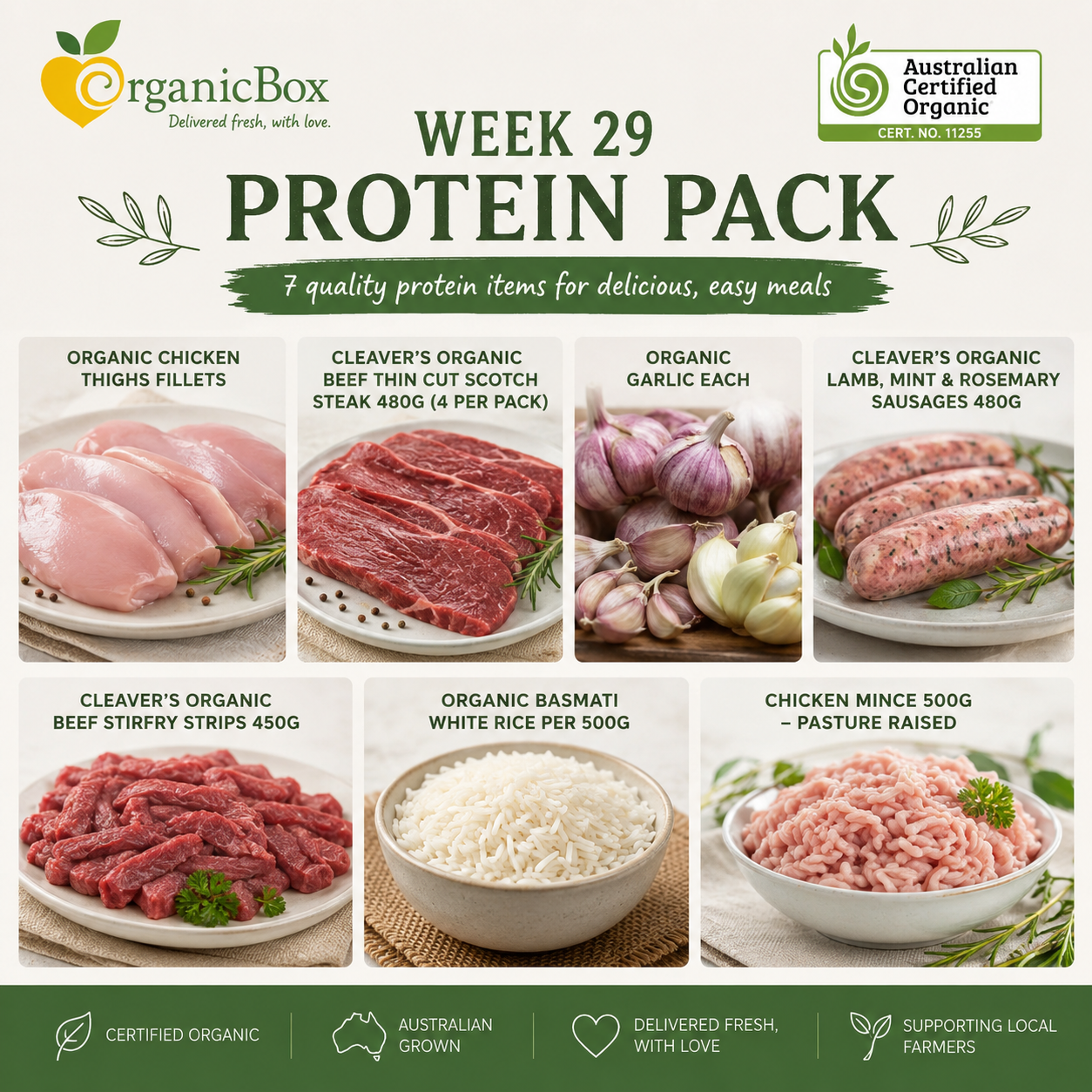 Week 29 MEATS + SELECT GROCERY LINES for the Large Mixed Produce Box Week 29