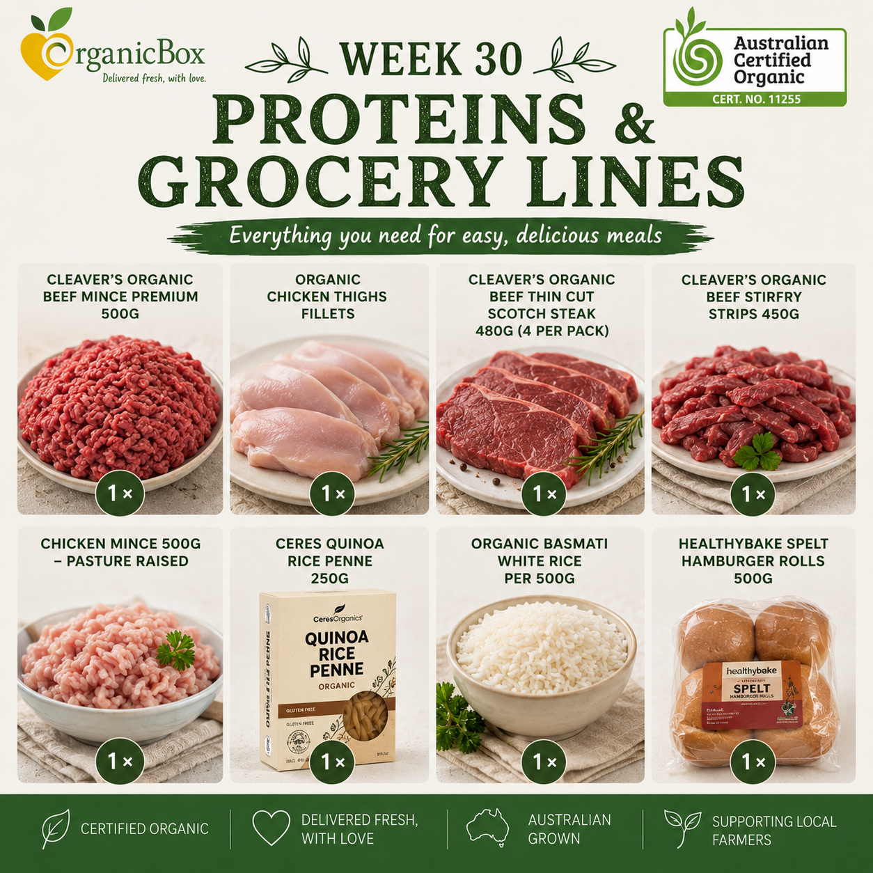 Week 30 MEATS + SELECT GROCERY LINES for the Large Mixed Produce Box Week 30