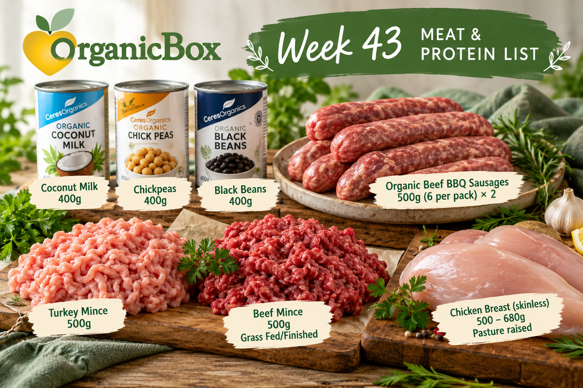 Week 43 MEATS + SELECT GROCERY LINES for the Large Mixed Produce Box Week 43