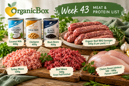 Week 43 MEATS + SELECT GROCERY LINES for the Large Mixed Produce Box Week 43