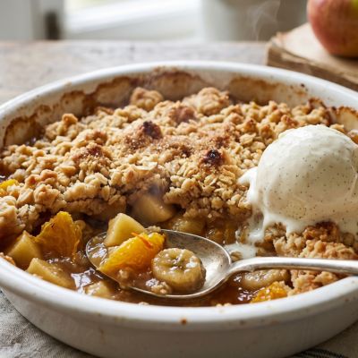 Warm Apple, Orange & Banana Crumble