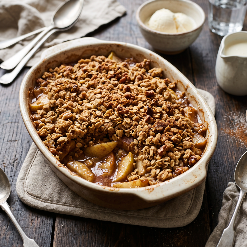 Warm Apple, Pear & Banana Crumble