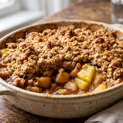Warm Apple & Pineapple Cinnamon Crumble
