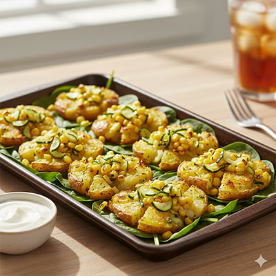 Zucchini & Corn Smashed Potato Trays