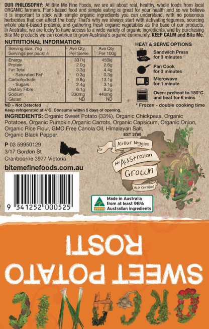 Bite Me Sweet Potato Rostis 300g Organic