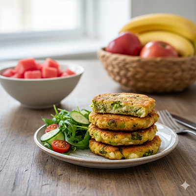Broccoli & "Cheesy" Cauliflower Fritters