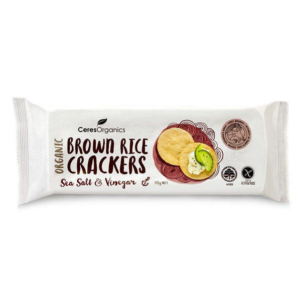 Ceres Organics Brown Rice Salt & Vinegar Crackers 100g