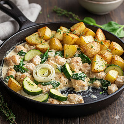 Creamy Chicken, Leek & Zucchini Skillet