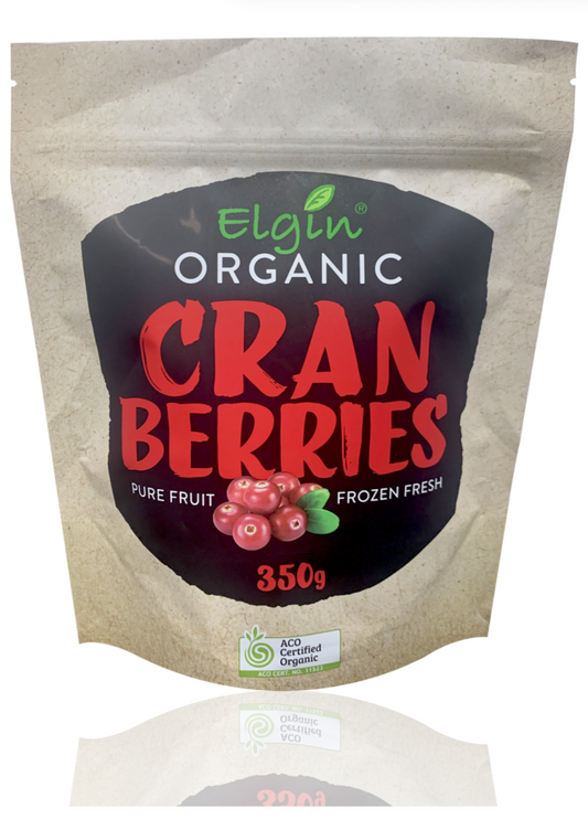 elgin organic cranberries 350g