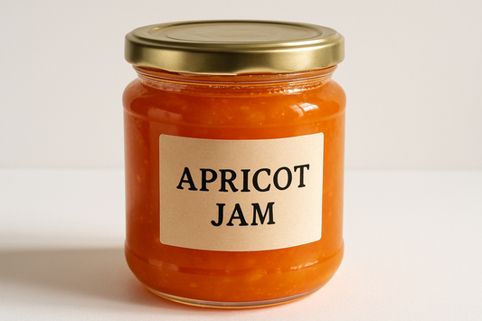 glass jar of apricot jam