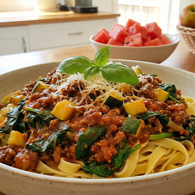 Hidden Veggie Beef Ragu with Zucchini & Silverbeet