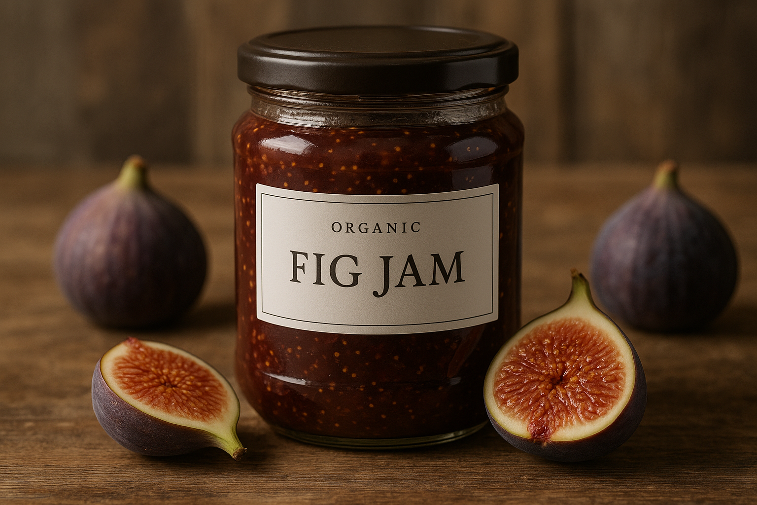 organic fig jam in glass jar