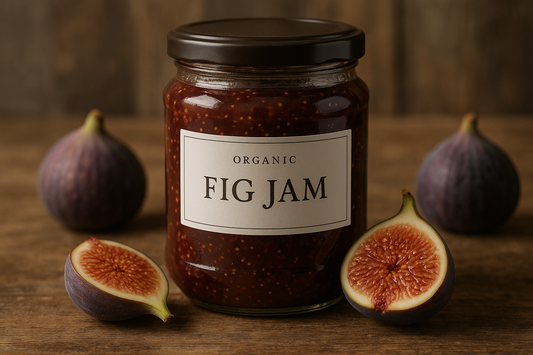 organic fig jam in glass jar